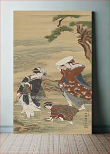 Πίνακας, Two women and a girl on the seashore, Utagawa Toyoharu