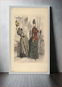 Πίνακας, Two Women in Day Dresses: Preparatory drawing for a fashion plate from Le Moniteur de la Mode
