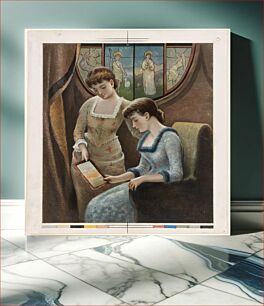 Πίνακας, Two women looking at fringed card