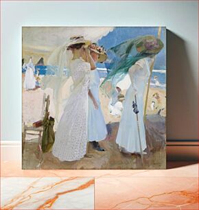 Πίνακας, Under the Awning, Zarautz (1910) by Joaquín Sorolla y Bastida
