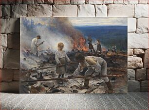 Πίνακας, Under the yoke (burning the brushwood) ; wage slaves / burn-beating, 1893, Eero Järnefelt