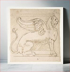 Πίνακας, Unidentified, furniture support with winged lion motif, elevation