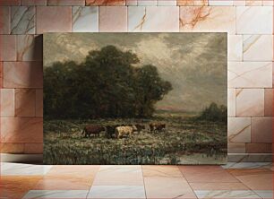 Πίνακας, Untitled (landscape with cattle grazing) by Edward Mitchell Bannister