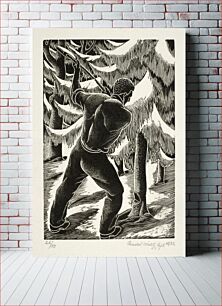 Πίνακας, Untitled (man cutting down tree)