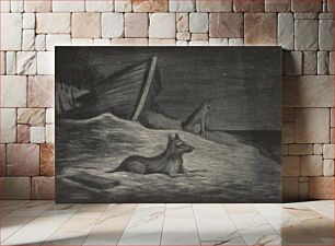 Πίνακας, (Untitled) (Night Scene of Shoreline with Two Wolves)