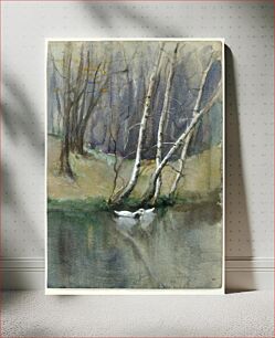 Πίνακας, Untitled (Wood Scene with Birch Trees and Ducks), Edward Mitchell Bannister