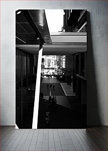 Πίνακας, Urban Walkway in Black and White Αστικός διάδρομος σε ασπρόμαυρο