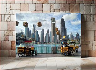 Πίνακας, Urban Waterfront with Skyline and Street Vendors Αστική προκυμαία με ορίζοντα και πλανόδιους πωλητές