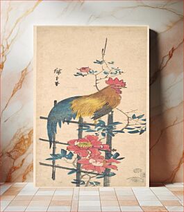 Πίνακας, Utagawa Hiroshige (1797 – 1858) rooster on trellis