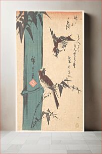 Πίνακας, Utagawa Hiroshige (1840) Bamboo and Sparrows