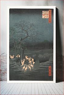Πίνακας, Utagawa Hiroshige (1857) New Year's Eve Foxfires at the Changing Tree, Ōji