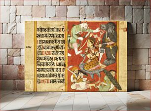 Πίνακας, Vaishnavi and Varahi Fighting Asuras (Recto), Kumari Fighting Asuras (Verso), Folio from a Devimahatmya (Glory of the Goddess)
