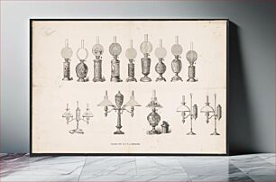 Πίνακας, [Various designs of student kerosene and oil lamps] / C.F.A.H