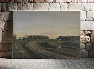 Πίνακας, Vejby with the church seen from the north.Evening lighting by P. C. Skovgaard