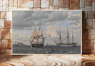 Πίνακας, Venäläisiä purjelaivoja helsingørin sataman suulla, 1826, Christoffer Wilhelm Eckersberg