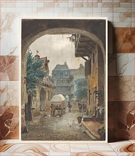 Πίνακας, View into the Courtyard of an Inn at Colmar by Eduard Gaertner
