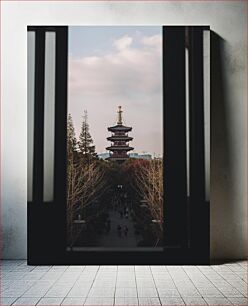 Πίνακας, View of a Pagoda Through Windows Άποψη μιας παγόδας μέσω των παραθύρων