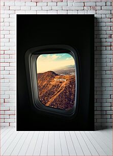 Πίνακας, View of Hollywood Sign from Plane Window Άποψη της πινακίδας του Χόλιγουντ από το παράθυρο αεροπλάνου