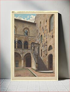 Πίνακας, View of the Bargello Courtyard in Florence by S. Cecchi