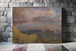Πίνακας, View of the Bay of Naples with Vesuvius, Smoking, in the Distance (Evening)