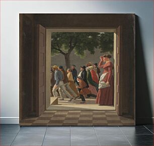 Πίνακας, View through a door to running figures by C.W. Eckersberg