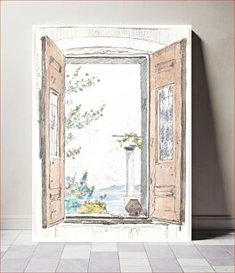 Πίνακας, View through a window on Procida by Martinus Rørbye