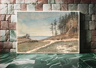 Πίνακας, View towards Kullen from the beach at Hellebæk by Johan Thomas Lundbye