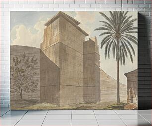 Πίνακας, Views in the Levant: Corner of a Stone Building with Palm Tree at Right