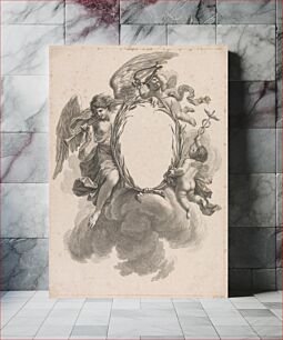 Πίνακας, Vignette With Putti Carrying Hermes Staff And Lyre And Angel Blowing Trumpet, Three Muses by Francesco Bartolozzi