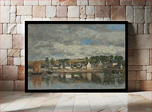 Πίνακας, Village by a River by Eugène Boudin