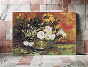 Πίνακας, Vincent van Gogh's Bowl With Sunflowers Roses And Other Flowers (1886)