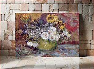 Πίνακας, Vincent van Gogh's Bowl With Sunflowers Roses And Other Flowers (1886)