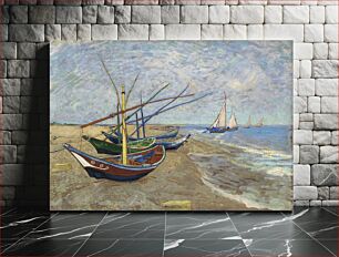 Πίνακας, Vincent van Gogh's Fishing Boats on the Beach at Saintes-Maries (1888)