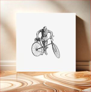 Πίνακας, Vintage bicycle and a man from The Wheels Of Chance. A Holiday Adventure, Etc published by J.M Dent & Co. (1886)