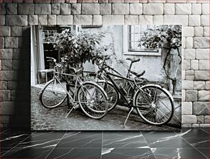 Πίνακας, Vintage Bicycles in Alley Vintage ποδήλατα στο Alley