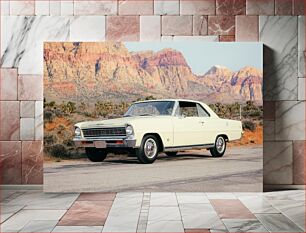 Πίνακας, Vintage Car in Desert Landscape Vintage αυτοκίνητο στο τοπίο της ερήμου