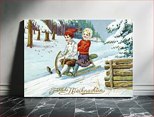Πίνακας, Vintage Christmas Postcard by H.W.B. publisher