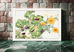 Πίνακας, Vintage coleus & california poppy flower, ukiyo e artwork