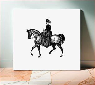 Πίνακας, Vintage European style horseback riding of a lady engraving from London (illustrated)