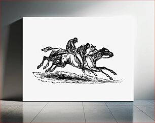 Πίνακας, Vintage European style horseback riding race engraving by Charles Simon Pascal Soullier (1861)