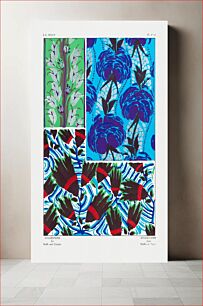 Πίνακας, Vintage flower patterns, elegant Art Nouveau pochoir stencil print for fabric and textile designs