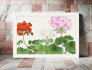 Πίνακας, Vintage geranium flower, ukiyo e artwork