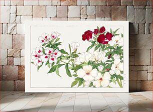 Πίνακας, Vintage godetia flower, ukiyo e artwork