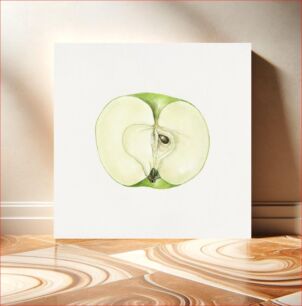 Πίνακας, Vintage halved green apple illustration