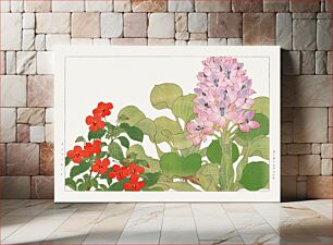 Πίνακας, Vintage impatiens & water hyacinth flower, ukiyo e artwork