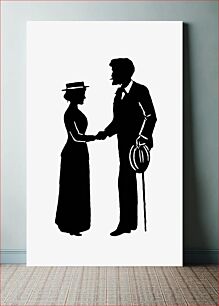 Πίνακας, Vintage lady and gentleman shaking hands silhouette from Mr.Grant Allen's New Story Michael's Crag With Marginal Illustrations in Silhouette, etc published by