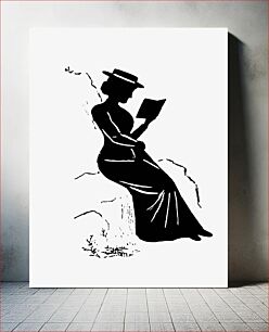 Πίνακας, Vintage lady reading a book silhouette from Mr.Grant Allen's New Story Michael's Crag With Marginal Illustrations in Silhouette, etc published by Leadenhall
