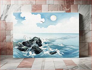 Πίνακας, Vintage ocean wave at Kojima Island, vintage Japanese woodcut prints