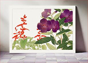 Πίνακας, Vintage salvia & melastoma flower, ukiyo e artwork