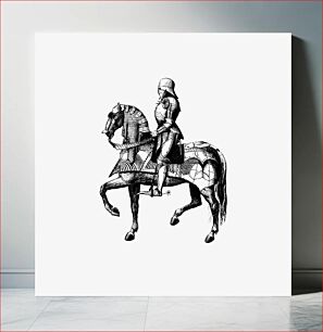 Πίνακας, Vintage Victorian style knight on a horse engraving